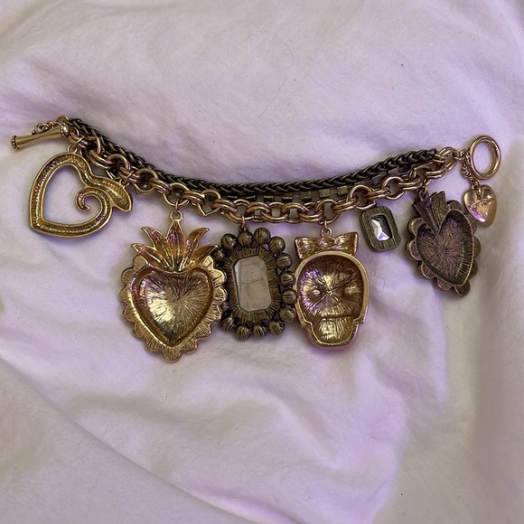 Vintage Betsey Johnson Pink sugar skull charm bracelet - Picture 11 of 12